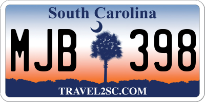 SC license plate MJB398