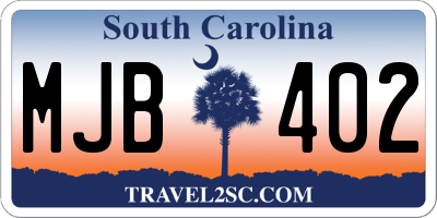 SC license plate MJB402