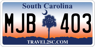 SC license plate MJB403