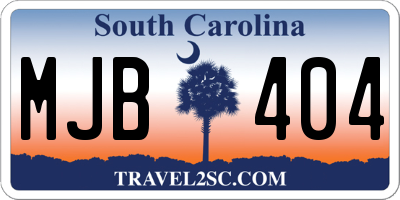 SC license plate MJB404