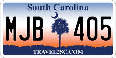 SC license plate MJB405