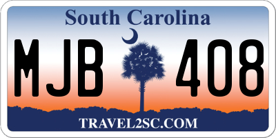 SC license plate MJB408