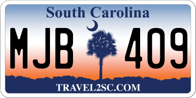 SC license plate MJB409