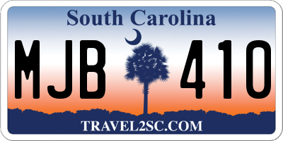 SC license plate MJB410