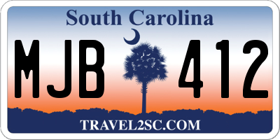 SC license plate MJB412
