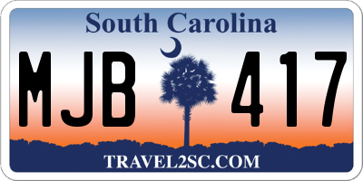 SC license plate MJB417