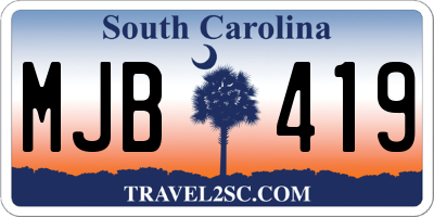 SC license plate MJB419