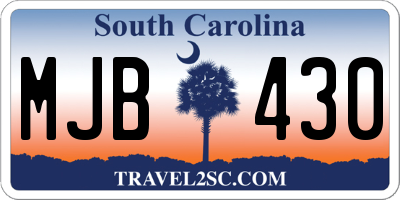 SC license plate MJB430
