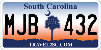 SC license plate MJB432