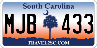 SC license plate MJB433