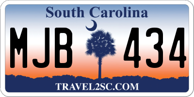 SC license plate MJB434