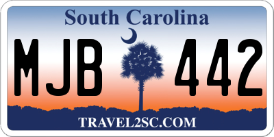 SC license plate MJB442