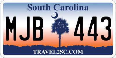 SC license plate MJB443