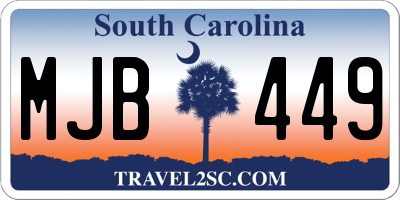 SC license plate MJB449