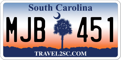 SC license plate MJB451
