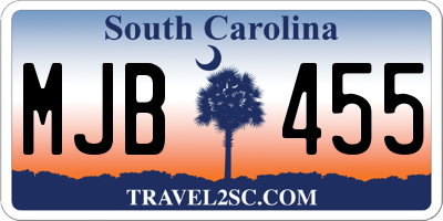 SC license plate MJB455