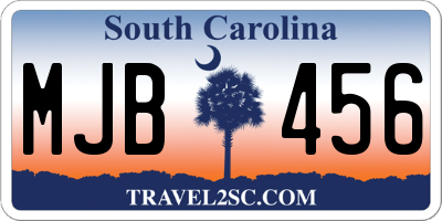 SC license plate MJB456