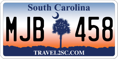 SC license plate MJB458