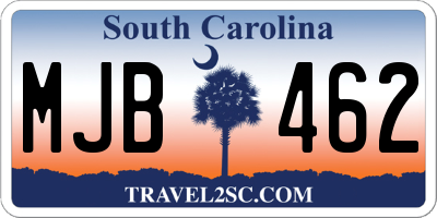 SC license plate MJB462