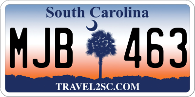 SC license plate MJB463