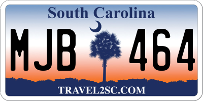 SC license plate MJB464