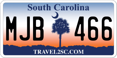 SC license plate MJB466