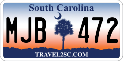 SC license plate MJB472