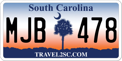 SC license plate MJB478