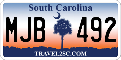 SC license plate MJB492