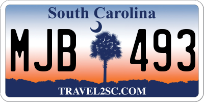 SC license plate MJB493