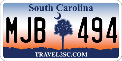 SC license plate MJB494