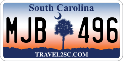 SC license plate MJB496