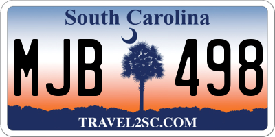 SC license plate MJB498