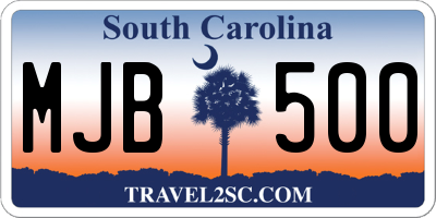 SC license plate MJB500