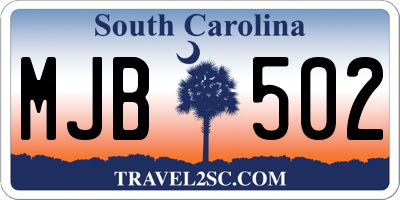 SC license plate MJB502