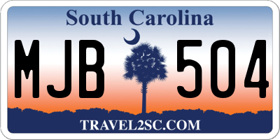SC license plate MJB504