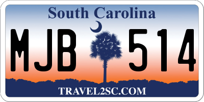 SC license plate MJB514