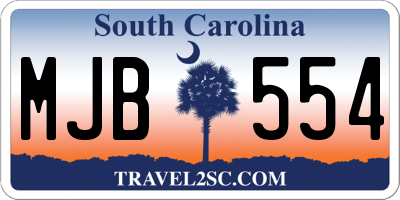 SC license plate MJB554