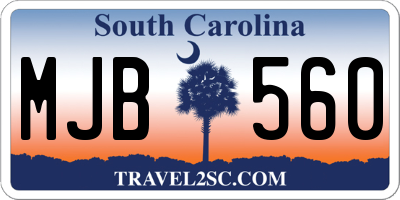 SC license plate MJB560