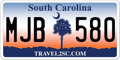 SC license plate MJB580