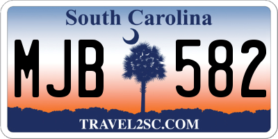 SC license plate MJB582