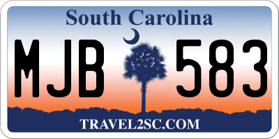 SC license plate MJB583