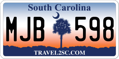 SC license plate MJB598