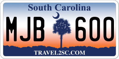 SC license plate MJB600