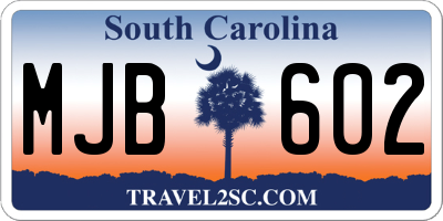SC license plate MJB602