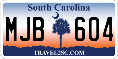 SC license plate MJB604