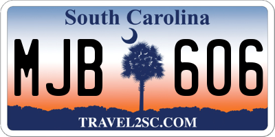 SC license plate MJB606