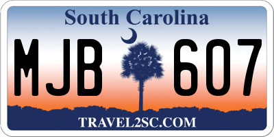 SC license plate MJB607