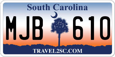 SC license plate MJB610