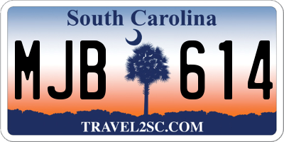 SC license plate MJB614
